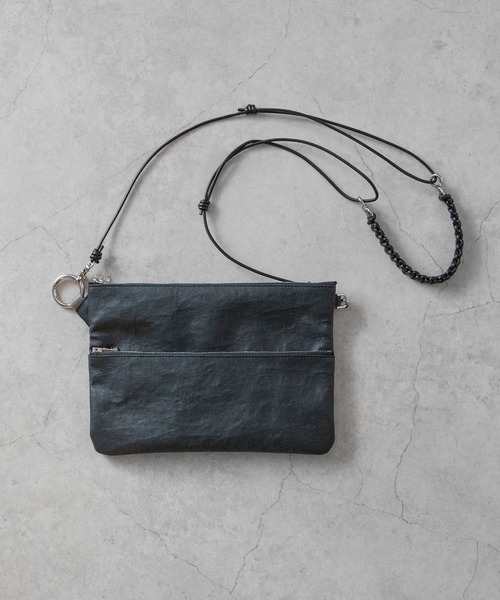 【 SENTI 】Dyneema(R) Leather W ZIP POUCH LL 超軽量ダイニーマレザーダブルジップポーチLL 3034