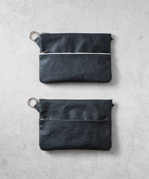 【 SENTI 】Dyneema(R) Leather W ZIP POUCH LL 超軽量ダイニーマレザーダブルジップポーチLL 3034