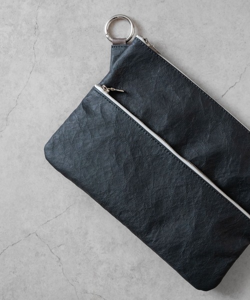 【 SENTI 】Dyneema(R) Leather W ZIP POUCH LL 超軽量ダイニーマレザーダブルジップポーチLL 3034