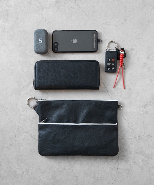 【 SENTI 】Dyneema(R) Leather W ZIP POUCH LL 超軽量ダイニーマレザーダブルジップポーチLL 3034