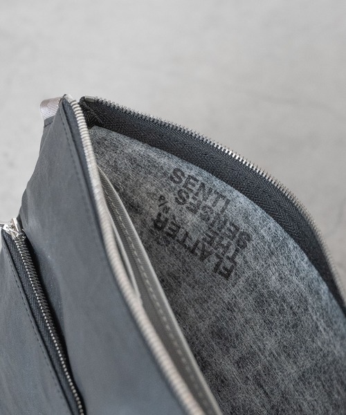 【 SENTI 】Dyneema(R) Leather W ZIP POUCH LL 超軽量ダイニーマレザーダブルジップポーチLL 3034