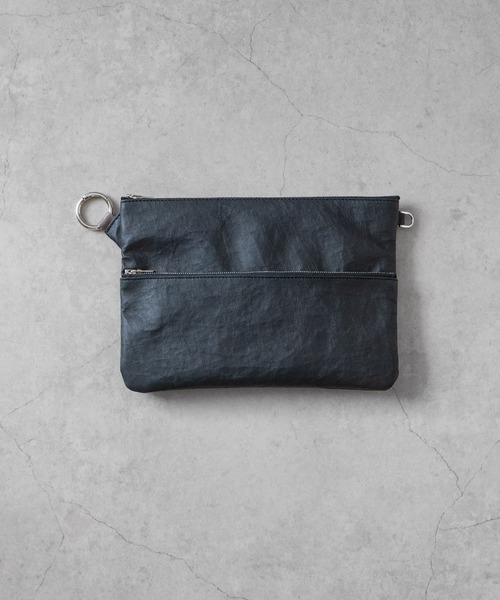 【 SENTI 】Dyneema(R) Leather W ZIP POUCH LL 超軽量ダイニーマレザーダブルジップポーチLL 3034