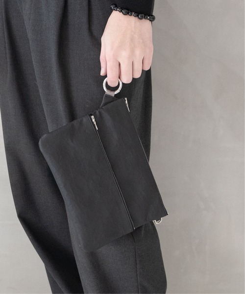 【 SENTI 】Dyneema(R) Leather W ZIP POUCH LL 超軽量ダイニーマレザーダブルジップポーチLL 3034