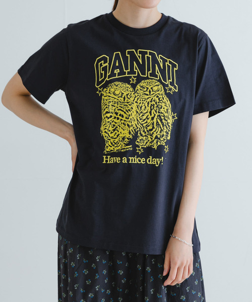 GANNI（ガニー）の「GANNI　BasicJersey OwlsRelaxed T-shirts（Tシャツ/カットソー・レディース・ブラック・SMALL）」の7枚目の写真