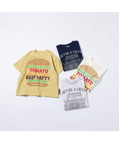BREEZE（ブリーズ）の「【ジュニア対応】車&ハンバーガー半袖Tシャツ（Tシャツ/カットソー・キッズ・グレー/オフホワイト/ネイビー/イエロー・80/90/100/110/120/130/140）」の7枚目の写真