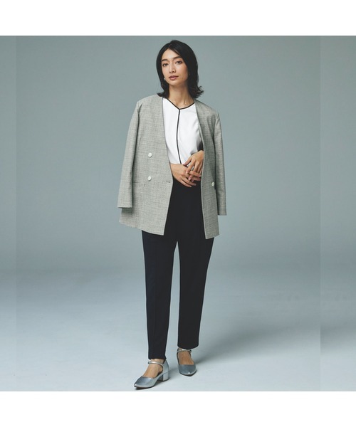 AOYAMA(アオヤマ)の「【単品力も抜群!ジャケット】ツイード調Vカラージャケット|通勤&オフィス&入卒&セレモニー&オケージョン|洗える・セットアップ着用可|(スーツジャケット・レディース・グレー・M/L)」の13枚目の写真