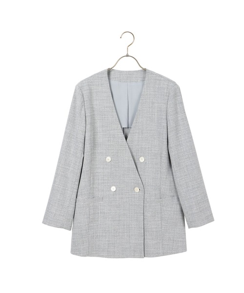 AOYAMA(アオヤマ)の「【単品力も抜群!ジャケット】ツイード調Vカラージャケット|通勤&オフィス&入卒&セレモニー&オケージョン|洗える・セットアップ着用可|(スーツジャケット・レディース・グレー・M/L)」の15枚目の写真