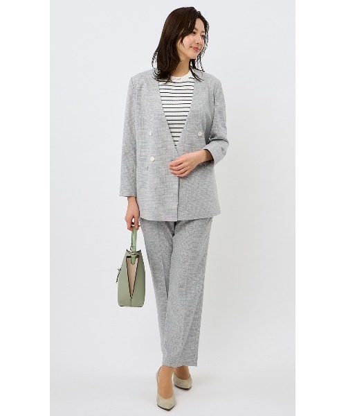 AOYAMA(アオヤマ)の「【単品力も抜群!ジャケット】ツイード調Vカラージャケット|通勤&オフィス&入卒&セレモニー&オケージョン|洗える・セットアップ着用可|(スーツジャケット・レディース・グレー・M/L)」の6枚目の写真