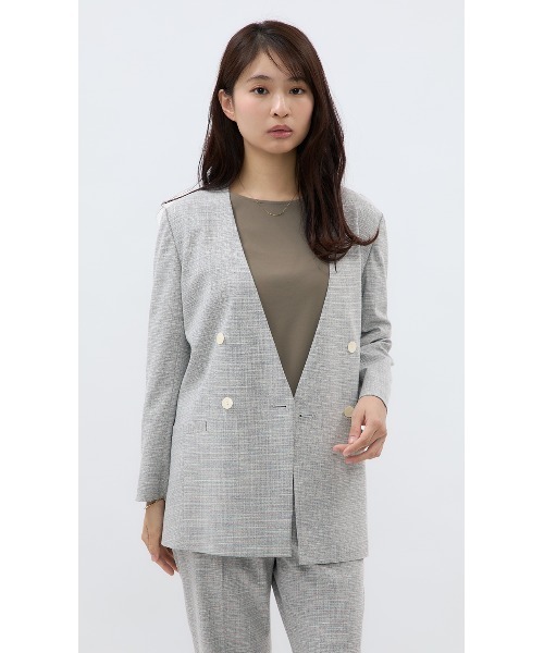 AOYAMA(アオヤマ)の「【単品力も抜群!ジャケット】ツイード調Vカラージャケット|通勤&オフィス&入卒&セレモニー&オケージョン|洗える・セットアップ着用可|(スーツジャケット・レディース・グレー・M/L)」の10枚目の写真