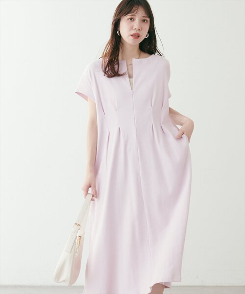 natural couture（ナチュラルクチュール）の「【mamamo】テレコリブZIPあき2wayワンピース（ワンピース・レディース・ピンク/アイボリー/チャコールグレー/ブラック・FREE）」の4枚目の写真