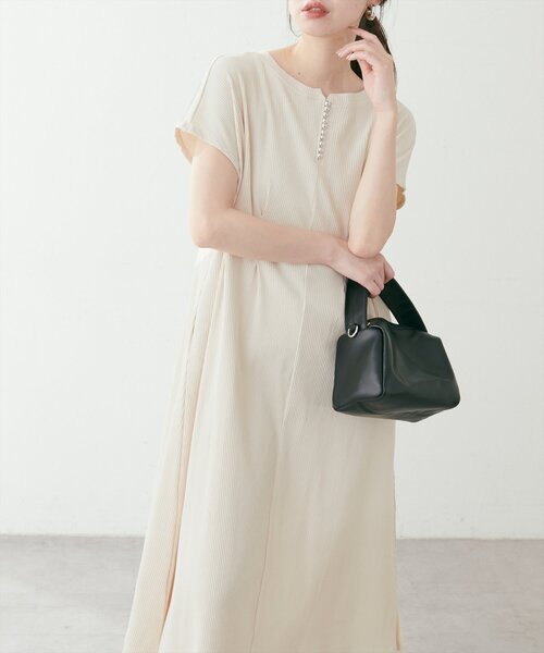 セール】【mamamo】テレコリブZIPあき2wayワンピース（ワンピース