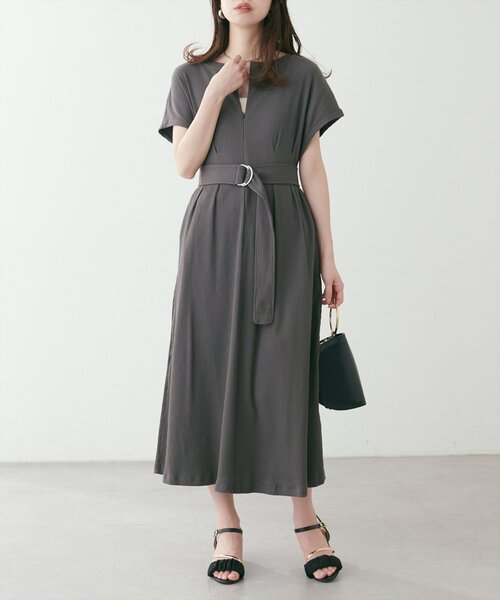 natural couture（ナチュラルクチュール）の「【mamamo】テレコリブZIPあき2wayワンピース（ワンピース・レディース・ピンク/アイボリー/チャコールグレー/ブラック・FREE）」の19枚目の写真