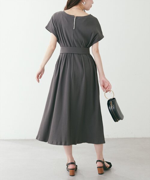 natural couture（ナチュラルクチュール）の「【mamamo】テレコリブZIPあき2wayワンピース（ワンピース・レディース・ピンク/アイボリー/チャコールグレー/ブラック・FREE）」の20枚目の写真