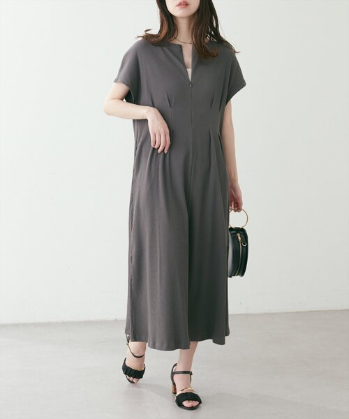natural couture（ナチュラルクチュール）の「【mamamo】テレコリブZIPあき2wayワンピース（ワンピース・レディース・ピンク/アイボリー/チャコールグレー/ブラック・FREE）」の21枚目の写真