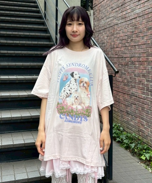 Candy Stripper（キャンディストリッパー）の「FLUFFY CLUB BIG Tシャツ（Tシャツ/カットソー・レディース・オフホワイト/ブルー/ブラック/ピンク・FREE）」の17枚目の写真
