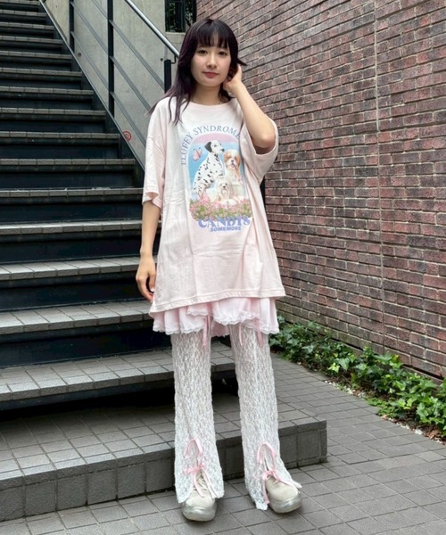 Candy Stripper（キャンディストリッパー）の「FLUFFY CLUB BIG Tシャツ（Tシャツ/カットソー・レディース・オフホワイト/ブルー/ブラック/ピンク・FREE）」の19枚目の写真