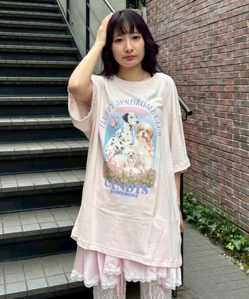Candy Stripper（キャンディストリッパー）の「FLUFFY CLUB BIG Tシャツ（Tシャツ/カットソー・レディース・オフホワイト/ブルー/ブラック/ピンク・FREE）」の18枚目の写真