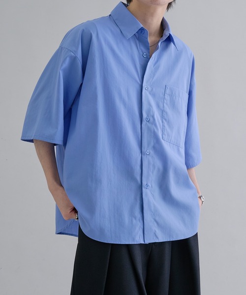 epnok（エプノック）の「ベーシックルーズ半袖シャツ（シャツ/ブラウス・メンズ・ブルー/オフホワイト/ブラック系2/チャコールグレー/ブラック/グレー系2/ブラック系1/グレー系1/ネイビー系1/ブルー系1/ブラック系3/ホワイト系1/グレー系3/ブラック系4/ブルー系2/ダークグレー/ピンク/グレイッシュベージュ・SMALL/MEDIUM/LARGE）」の14枚目の写真