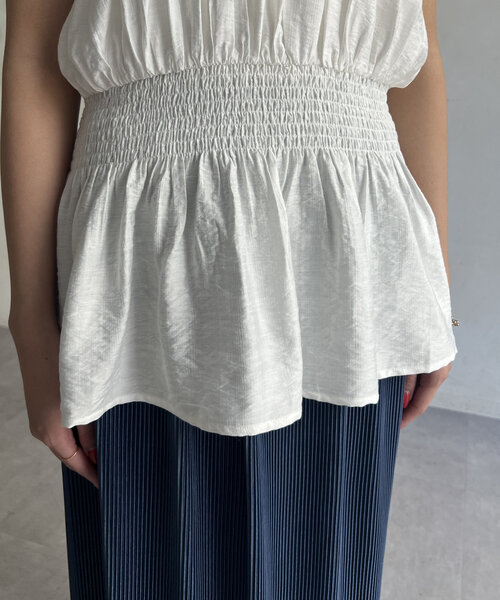 Chez toi（シェトワ）の「ウエストシャーリングスリーブブラウス（シャツ/ブラウス・レディース・ブラック/ホワイト/グリーン・FREE）」の18枚目の写真