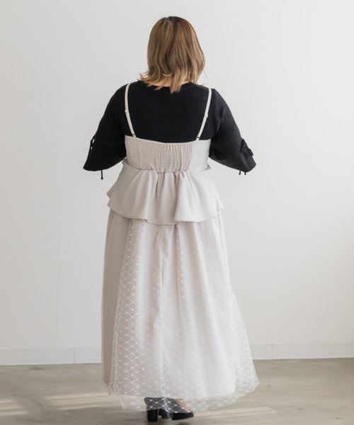 CLETTE(クレット)の「チュール重ねジップキャミワンピース(ワンピース・レディース・グレイッシュベージュ/ブラック・LL/3L/4L)」の17枚目の写真