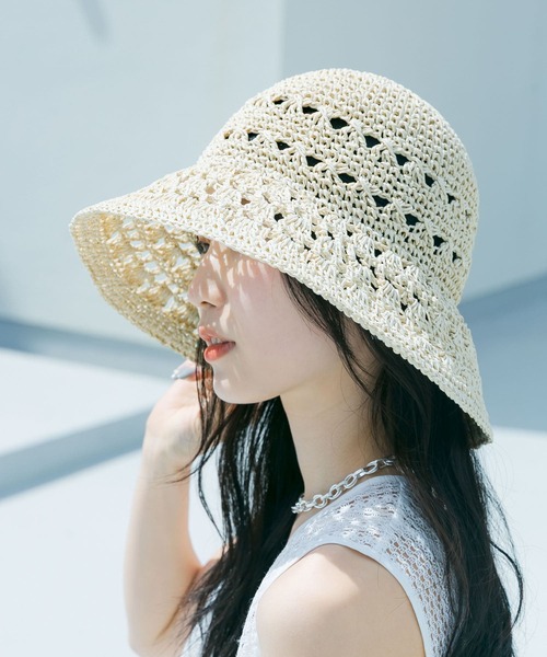 SMELLY(スメリー)の「シェルアミモチーフハット(ハット・レディース・アイボリー/ベージュ・-)」の1枚目の写真