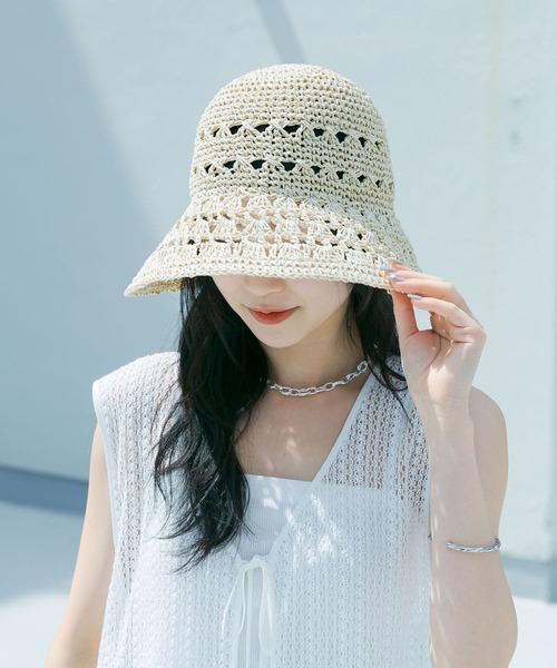 SMELLY(スメリー)の「シェルアミモチーフハット(ハット・レディース・アイボリー/ベージュ・-)」の5枚目の写真