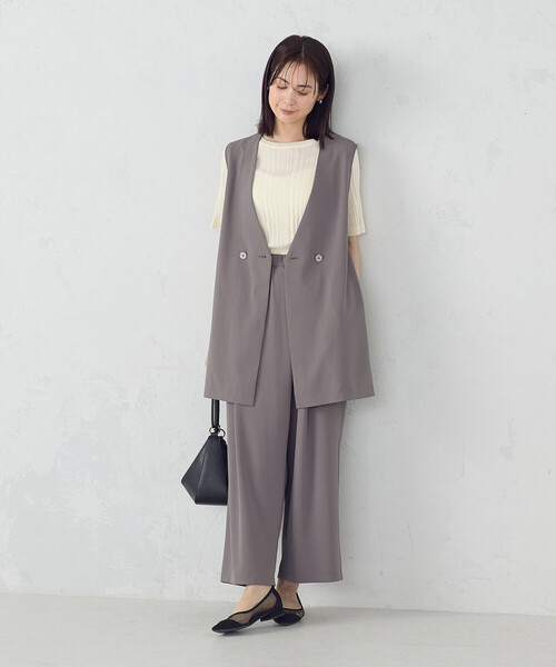 COMME CA ISM(コムサイズム)の「【UVカット・吸水速乾・接触冷感】kireri ノーカラーロングジレ / セットアップ対応(ベスト・レディース・ネイビー/モカ・FREE)」の11枚目の写真