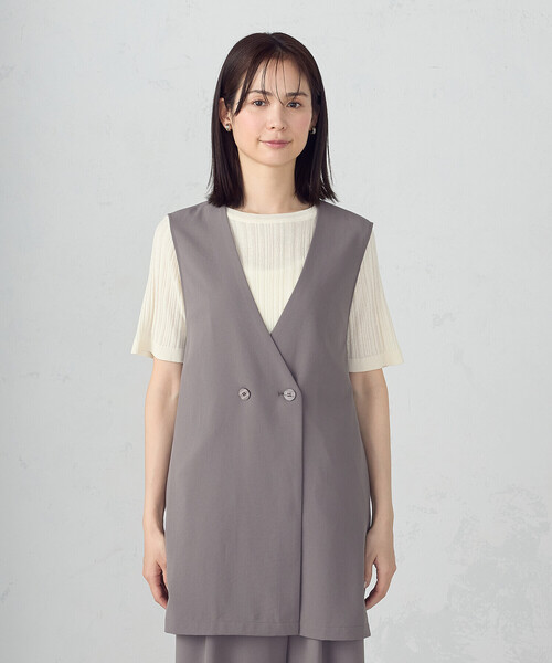 COMME CA ISM(コムサイズム)の「【UVカット・吸水速乾・接触冷感】kireri ノーカラーロングジレ / セットアップ対応(ベスト・レディース・ネイビー/モカ・FREE)」の15枚目の写真