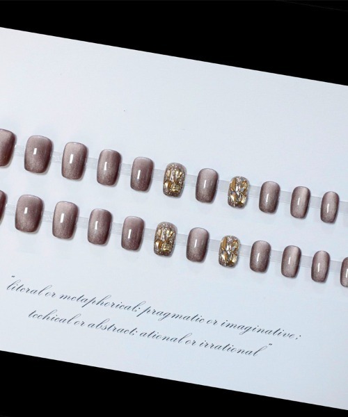 shoppinggo（ショッピングゴー）の「ネイルチップ ショート シンプル（ネイルシール/ネイルチップ・レディース・ゴールド×ブラウン・FREE）」の7枚目の写真