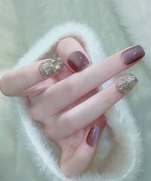 shoppinggo（ショッピングゴー）の「ネイルチップ ショート シンプル（ネイルシール/ネイルチップ・レディース・ゴールド×ブラウン・FREE）」の9枚目の写真