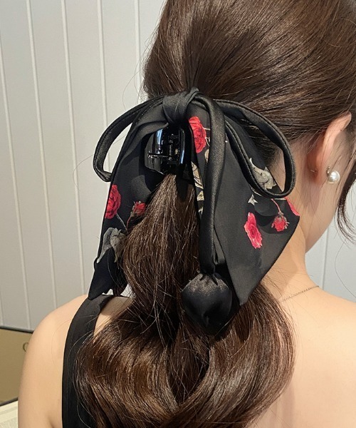 セール】チューリップモチーフリボン ヘアクリップ（バレッタ