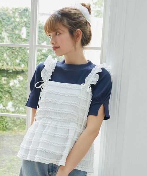 MAJESTIC LEGON(マジェスティックレゴン)の「カットレースリボンキャミソール(キャミソール・レディース・ブラック/オフホワイト/ホワイト系その他・MEDIUM)」の19枚目の写真