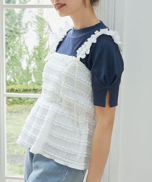 MAJESTIC LEGON(マジェスティックレゴン)の「カットレースリボンキャミソール(キャミソール・レディース・ブラック/オフホワイト/ホワイト系その他・MEDIUM)」の20枚目の写真