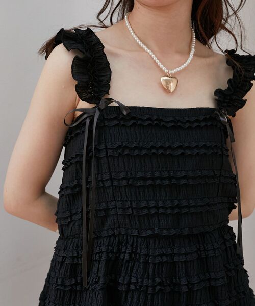 MAJESTIC LEGON(マジェスティックレゴン)の「カットレースリボンキャミソール(キャミソール・レディース・ブラック/オフホワイト/ホワイト系その他・MEDIUM)」の7枚目の写真