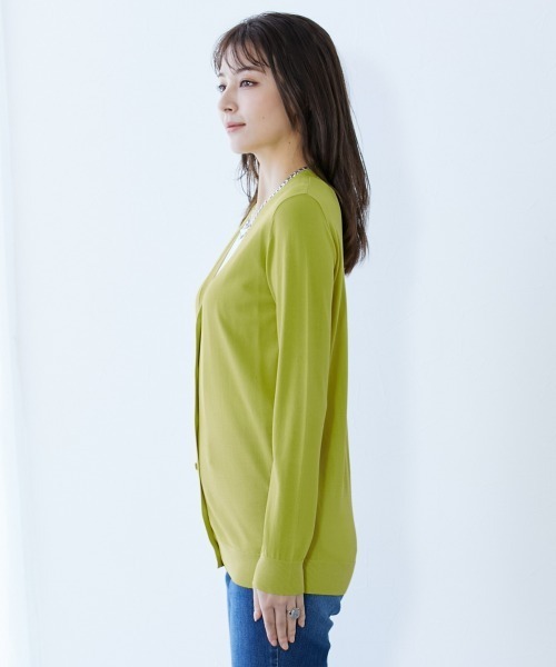 slattgir（スラットジール）の「高身長　【アイスクリーンプレミアム】Vネックカーディガン（持続冷感・毛玉なりにくい・UVカット）（カーディガン/ボレロ・レディース・ブラック/杢グレー/グリーン・LL/3L/4L/5L/M/L）」の13枚目の写真