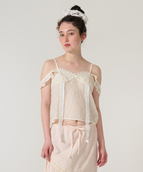 TINA:JOJUN(ティーナジョジュン)の「ハートネック キャミブラウス TINA:JOJUN(キャミソール・レディース・アイボリー/サーモンピンク・M)」の3枚目の写真