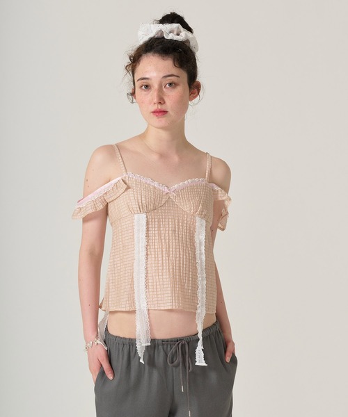 TINA:JOJUN(ティーナジョジュン)の「ハートネック キャミブラウス TINA:JOJUN(キャミソール・レディース・アイボリー/サーモンピンク・M)」の12枚目の写真