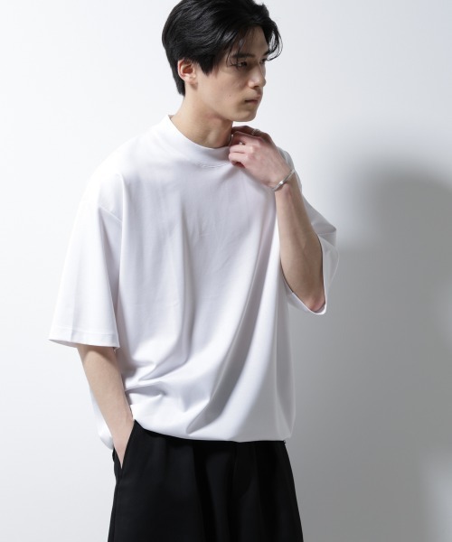 セール】シルケットポンチワイドモックネックTシャツ（Tシャツ