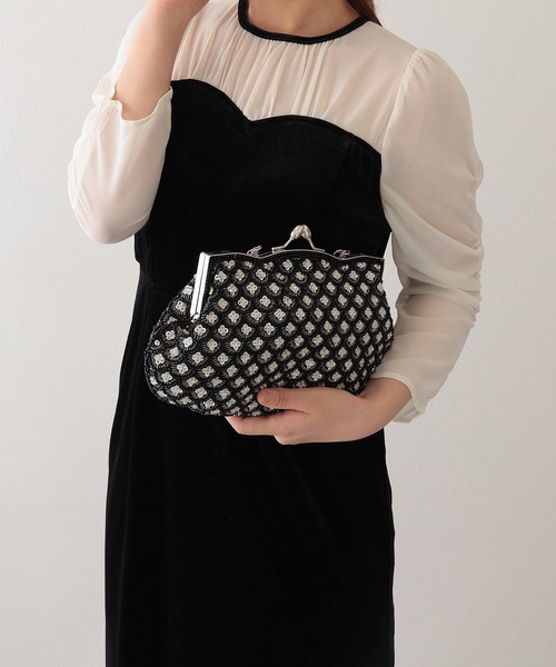 Lace Ladies(レースレディース)の「3WAY ビーズ がま口 コンパクト パーティーバッグ(クラッチバッグ・レディース・ブラック/シルバー・FREE)」の8枚目の写真