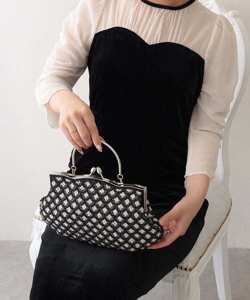 Lace Ladies(レースレディース)の「3WAY ビーズ がま口 コンパクト パーティーバッグ(クラッチバッグ・レディース・ブラック/シルバー・FREE)」の10枚目の写真