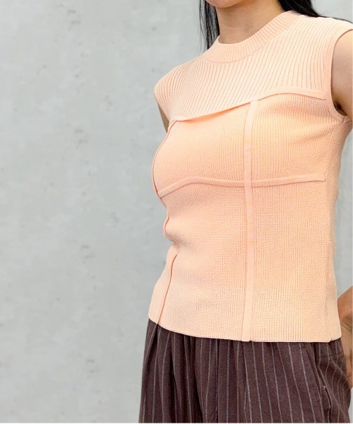 Per sist ence（パーシエンス）の「綿タッチビスチェデザインノースリーブプルオーバー（Tシャツ/カットソー・レディース・ピンク/モカ/アイボリー/ブラック・ONE SIZE）」の4枚目の写真