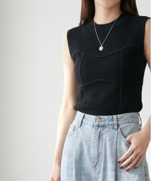 Per sist ence（パーシエンス）の「綿タッチビスチェデザインノースリーブプルオーバー（Tシャツ/カットソー・レディース・ピンク/モカ/アイボリー/ブラック・ONE SIZE）」の2枚目の写真