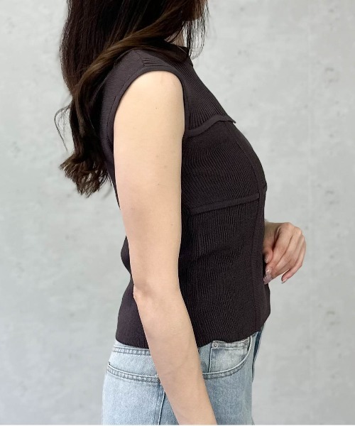Per sist ence（パーシエンス）の「綿タッチビスチェデザインノースリーブプルオーバー（Tシャツ/カットソー・レディース・ピンク/モカ/アイボリー/ブラック・ONE SIZE）」の5枚目の写真