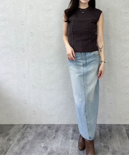 Per sist ence（パーシエンス）の「綿タッチビスチェデザインノースリーブプルオーバー（Tシャツ/カットソー・レディース・ピンク/モカ/アイボリー/ブラック・ONE SIZE）」の7枚目の写真
