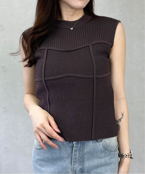 Per sist ence（パーシエンス）の「綿タッチビスチェデザインノースリーブプルオーバー（Tシャツ/カットソー・レディース・ピンク/モカ/アイボリー/ブラック・ONE SIZE）」の9枚目の写真