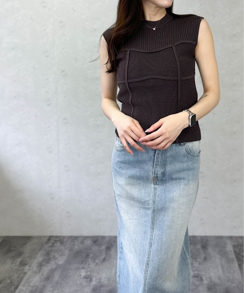 Per sist ence（パーシエンス）の「綿タッチビスチェデザインノースリーブプルオーバー（Tシャツ/カットソー・レディース・ピンク/モカ/アイボリー/ブラック・ONE SIZE）」の10枚目の写真