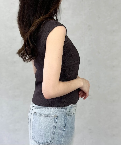 Per sist ence（パーシエンス）の「綿タッチビスチェデザインノースリーブプルオーバー（Tシャツ/カットソー・レディース・ピンク/モカ/アイボリー/ブラック・ONE SIZE）」の14枚目の写真