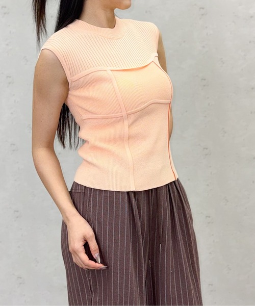 Per sist ence（パーシエンス）の「綿タッチビスチェデザインノースリーブプルオーバー（Tシャツ/カットソー・レディース・ピンク/モカ/アイボリー/ブラック・ONE SIZE）」の17枚目の写真