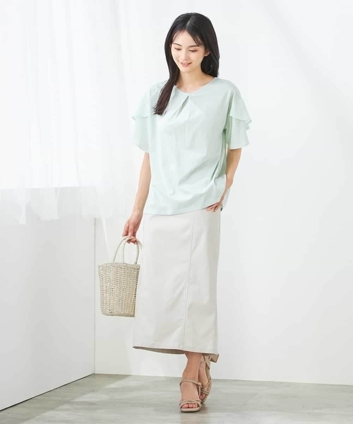 a.v.v(アーヴェヴェ)の「【接触冷感/UVカット】2WAY シフォンケープカットソー(Tシャツ/カットソー・レディース・グレー系その他/ブラック/ピンク/ミント・34/40/42/36/38)」の6枚目の写真