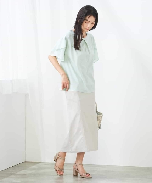 a.v.v(アーヴェヴェ)の「【接触冷感/UVカット】2WAY シフォンケープカットソー(Tシャツ/カットソー・レディース・グレー系その他/ブラック/ピンク/ミント・34/40/42/36/38)」の7枚目の写真